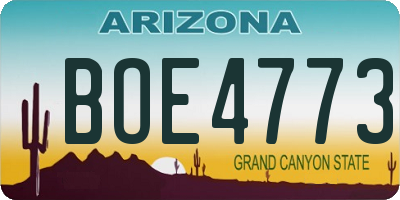 AZ license plate BOE4773