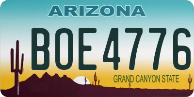 AZ license plate BOE4776