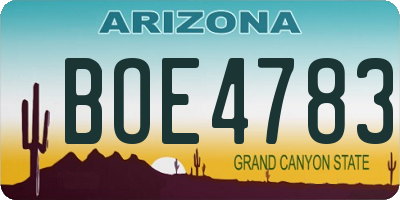 AZ license plate BOE4783