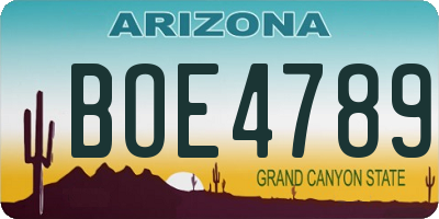 AZ license plate BOE4789