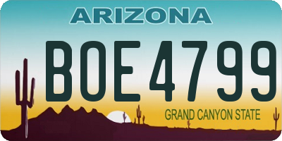 AZ license plate BOE4799