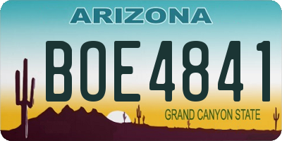 AZ license plate BOE4841