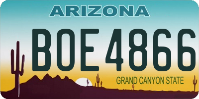 AZ license plate BOE4866