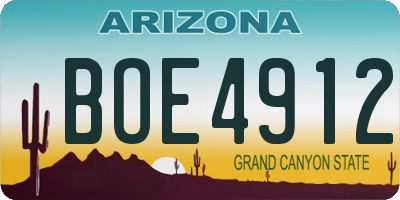 AZ license plate BOE4912