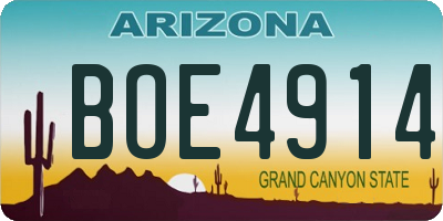 AZ license plate BOE4914