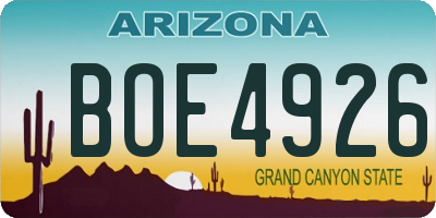 AZ license plate BOE4926
