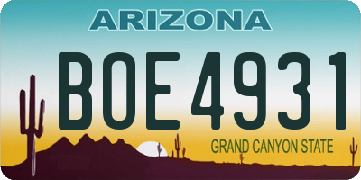 AZ license plate BOE4931