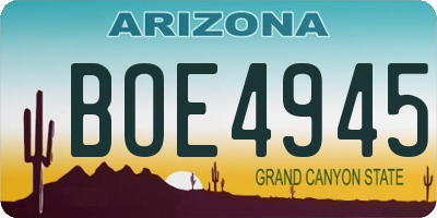 AZ license plate BOE4945