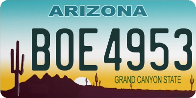 AZ license plate BOE4953
