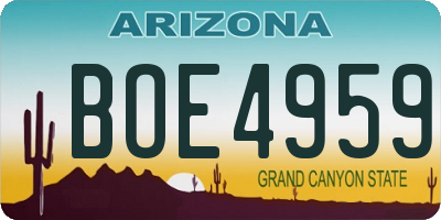 AZ license plate BOE4959