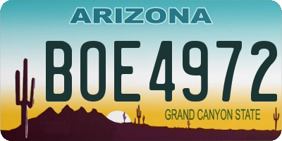 AZ license plate BOE4972