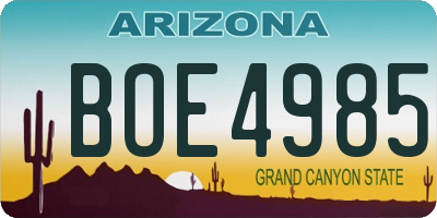 AZ license plate BOE4985