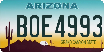 AZ license plate BOE4993