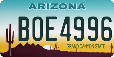 AZ license plate BOE4996