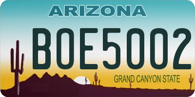 AZ license plate BOE5002