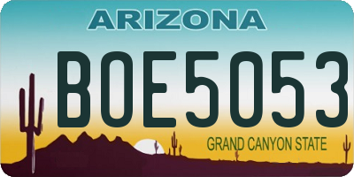 AZ license plate BOE5053