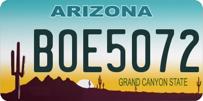 AZ license plate BOE5072