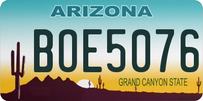 AZ license plate BOE5076