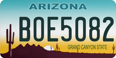 AZ license plate BOE5082