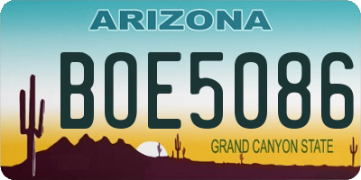 AZ license plate BOE5086