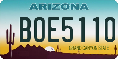 AZ license plate BOE5110