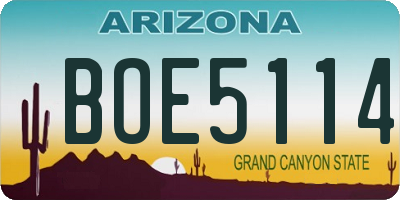 AZ license plate BOE5114