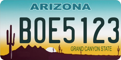 AZ license plate BOE5123