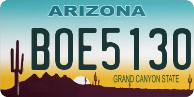 AZ license plate BOE5130
