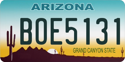 AZ license plate BOE5131