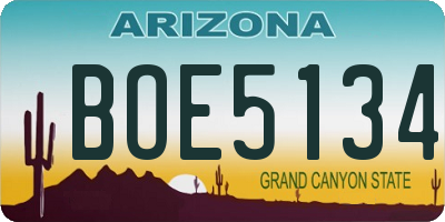AZ license plate BOE5134