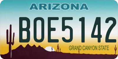 AZ license plate BOE5142