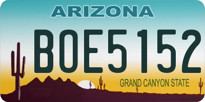 AZ license plate BOE5152
