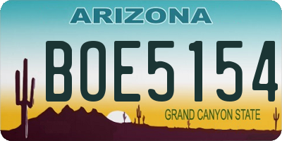 AZ license plate BOE5154