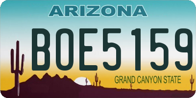 AZ license plate BOE5159
