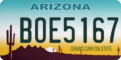 AZ license plate BOE5167