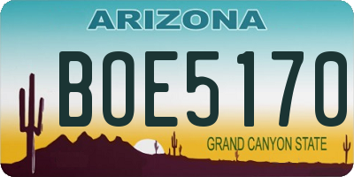 AZ license plate BOE5170