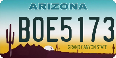 AZ license plate BOE5173