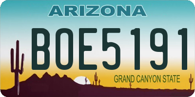 AZ license plate BOE5191