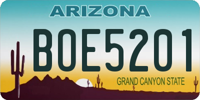 AZ license plate BOE5201