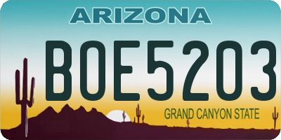 AZ license plate BOE5203