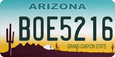 AZ license plate BOE5216