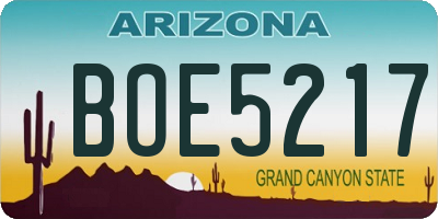 AZ license plate BOE5217