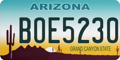 AZ license plate BOE5230