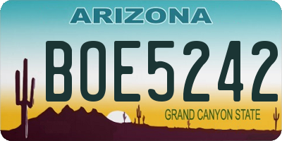 AZ license plate BOE5242