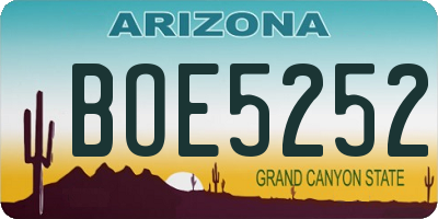 AZ license plate BOE5252