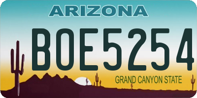 AZ license plate BOE5254