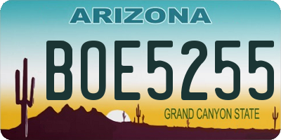 AZ license plate BOE5255