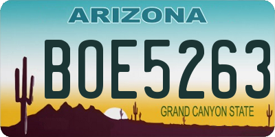 AZ license plate BOE5263