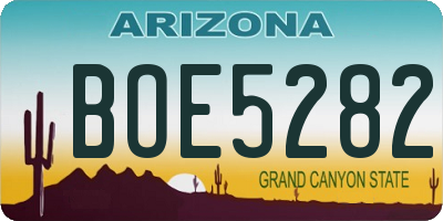 AZ license plate BOE5282