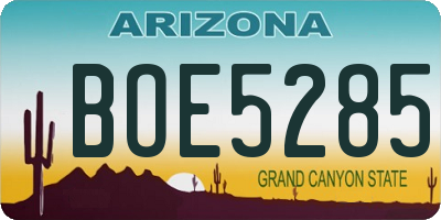 AZ license plate BOE5285
